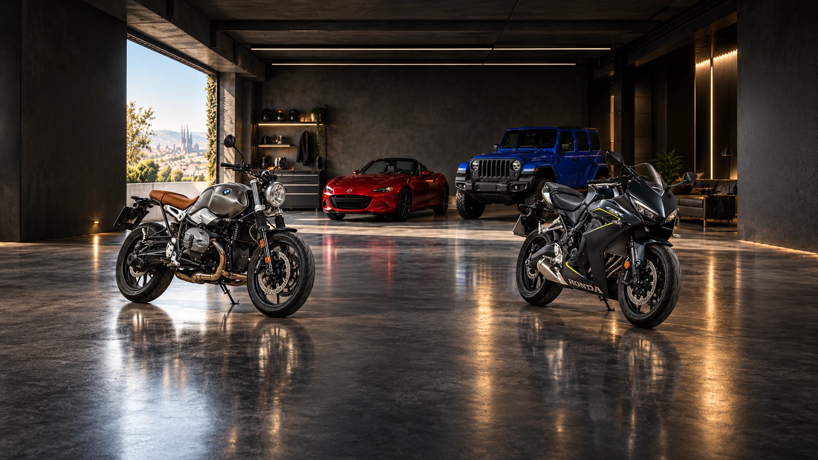 Concepto del garaje Motor Cleb